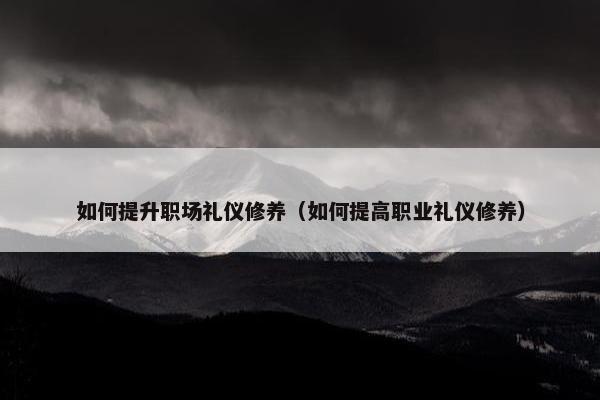 如何提升职场礼仪修养（如何提高职业礼仪修养）