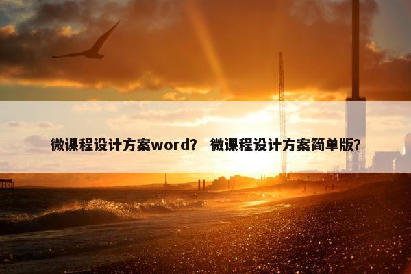 微课程设计方案word？ 微课程设计方案简单版？
