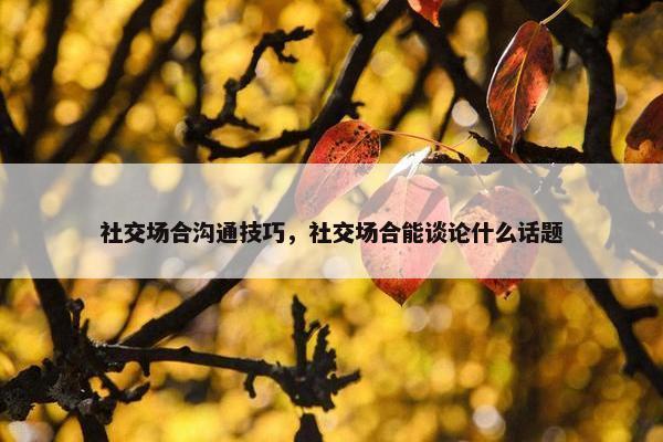 社交场合沟通技巧，社交场合能谈论什么话题