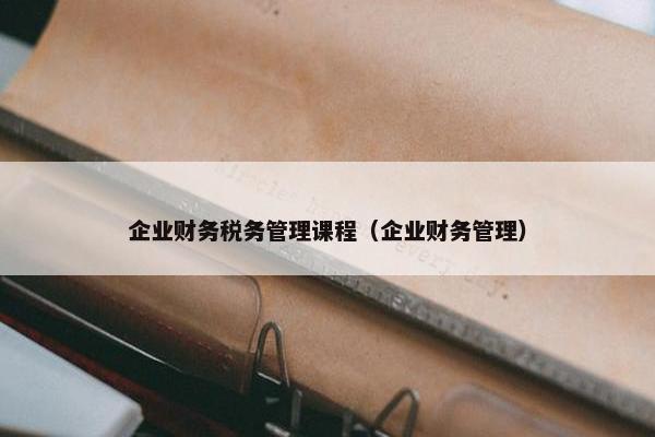 企业财务税务管理课程（企业财务管理）