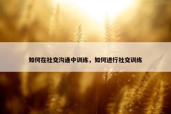 如何在社交沟通中训练，如何进行社交训练