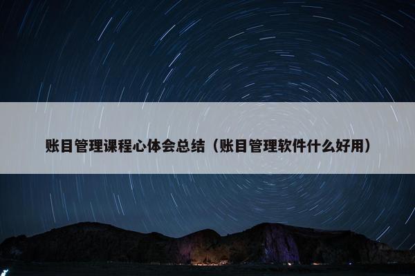账目管理课程心体会总结（账目管理软件什么好用）