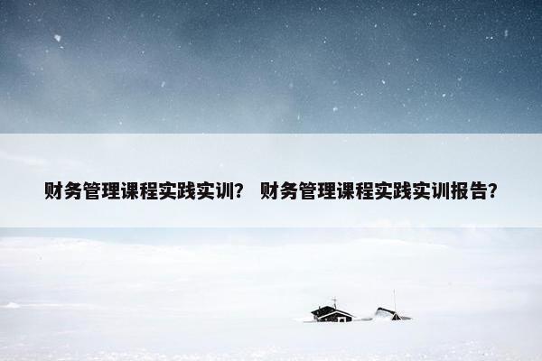 财务管理课程实践实训？ 财务管理课程实践实训报告？