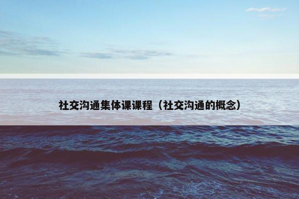 社交沟通集体课课程（社交沟通的概念）