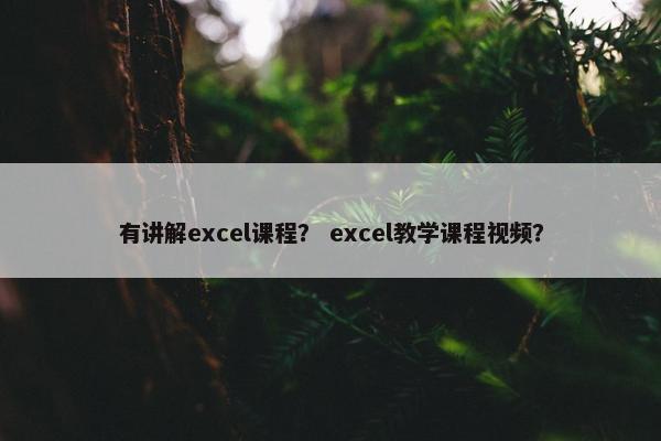 有讲解excel课程？ excel教学课程视频？