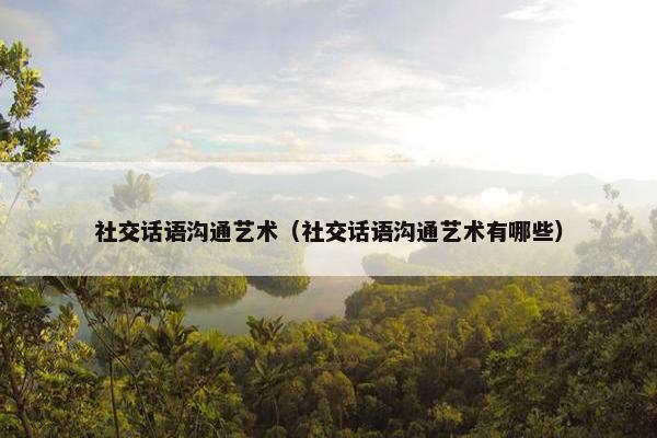 社交话语沟通艺术（社交话语沟通艺术有哪些）