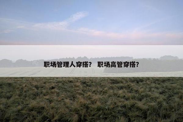 职场管理人穿搭？ 职场高管穿搭？
