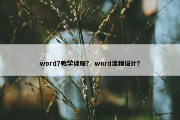 word7教学课程？ word课程设计？