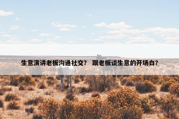 生意演讲老板沟通社交？ 跟老板谈生意的开场白？
