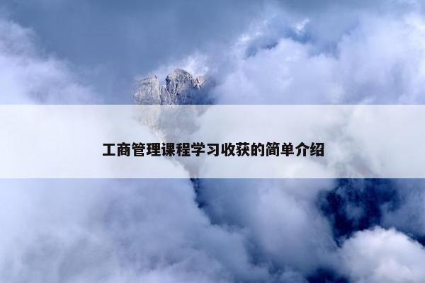 工商管理课程学习收获的简单介绍