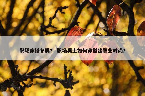 职场穿搭冬男？ 职场男士如何穿搭出职业时尚？