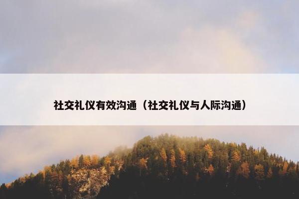 社交礼仪有效沟通（社交礼仪与人际沟通）
