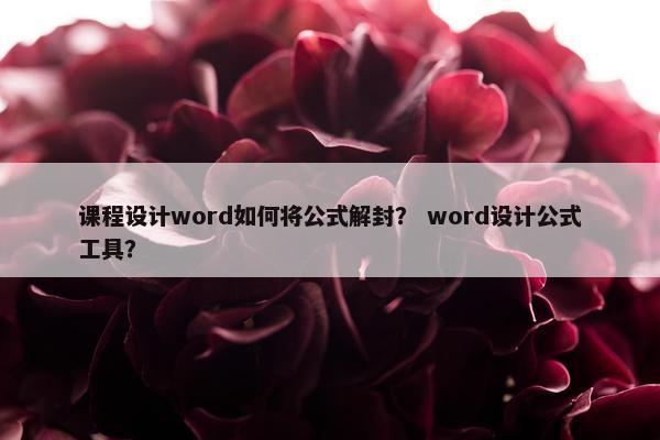 课程设计word如何将公式解封？ word设计公式工具？