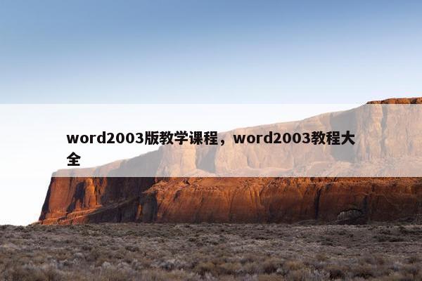 word2003版教学课程，word2003教程大全
