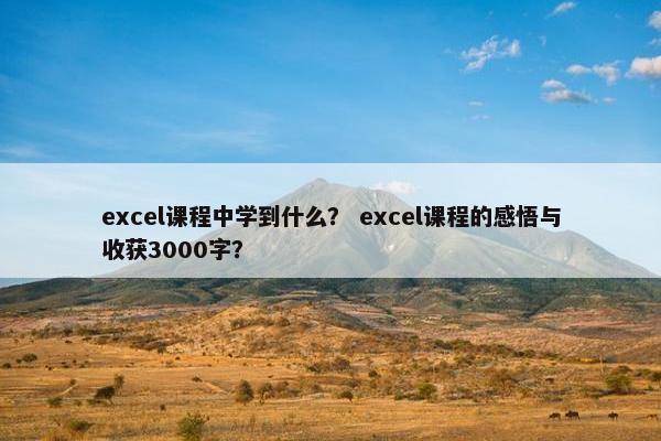 excel课程中学到什么？ excel课程的感悟与收获3000字？