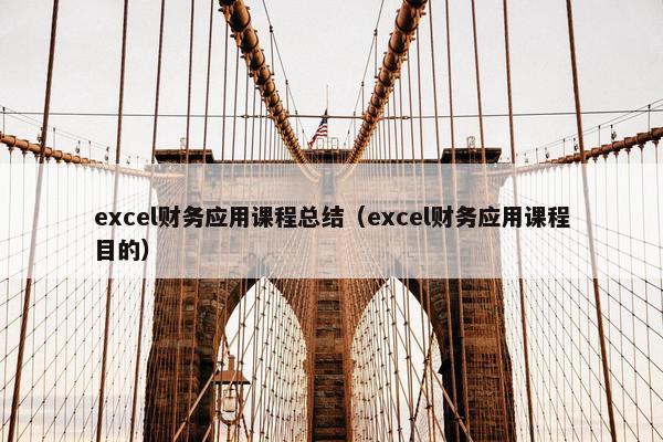 excel财务应用课程总结（excel财务应用课程目的）