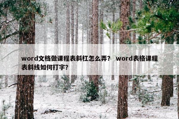 word文档做课程表斜杠怎么弄？ word表格课程表斜线如何打字？