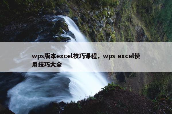 wps版本excel技巧课程，wps excel使用技巧大全