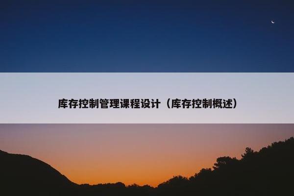 库存控制管理课程设计（库存控制概述）