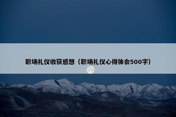 职场礼仪收获感想（职场礼仪心得体会500字）
