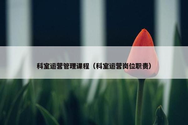 科室运营管理课程（科室运营岗位职责）
