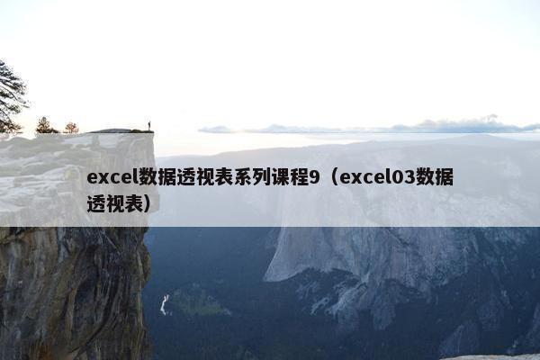 excel数据透视表系列课程9（excel03数据透视表）