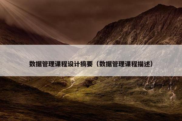 数据管理课程设计摘要（数据管理课程描述）