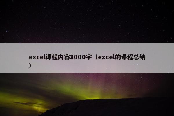 excel课程内容1000字（excel的课程总结）
