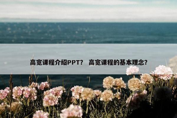 高宽课程介绍PPT？ 高宽课程的基本理念？