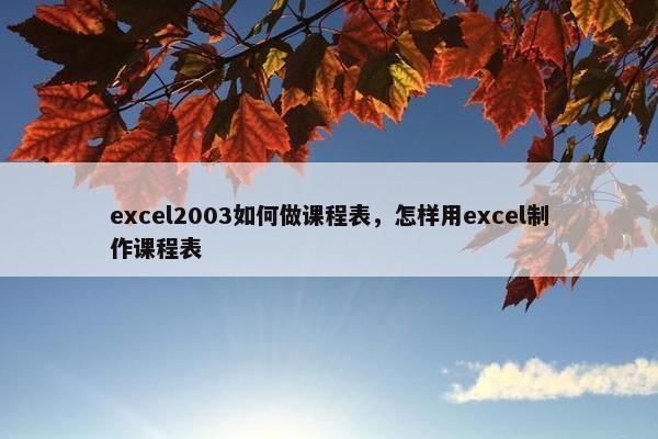 excel2003如何做课程表，怎样用excel制作课程表