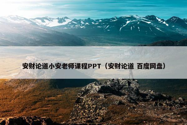 安财论道小安老师课程PPT（安财论道 百度网盘）