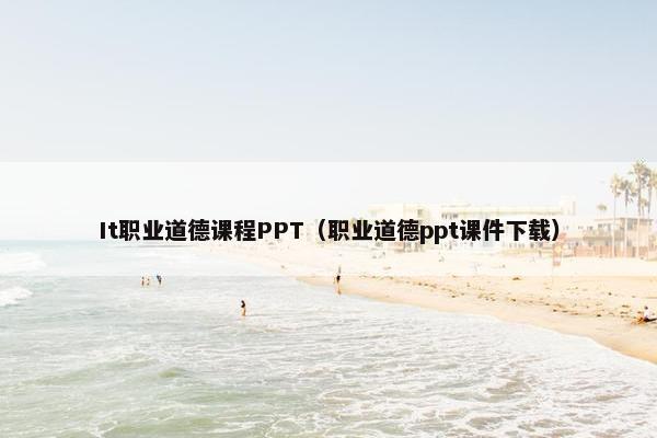 It职业道德课程PPT（职业道德ppt课件下载）