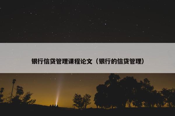 银行信贷管理课程论文（银行的信贷管理）