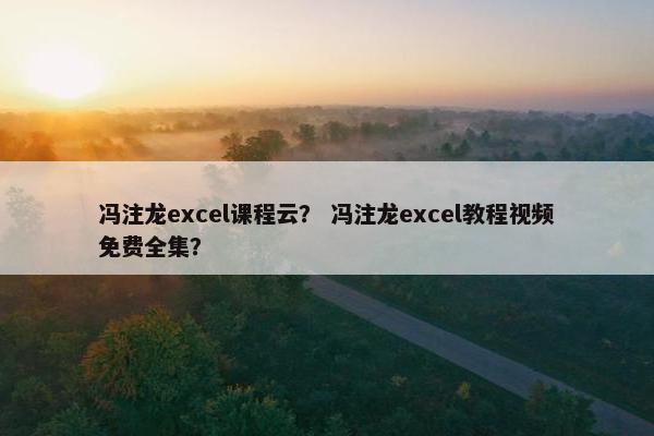 冯注龙excel课程云？ 冯注龙excel教程视频免费全集？