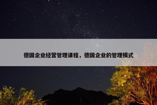 德国企业经营管理课程，德国企业的管理模式