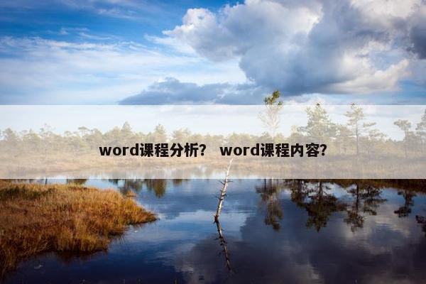 word课程分析？ word课程内容？