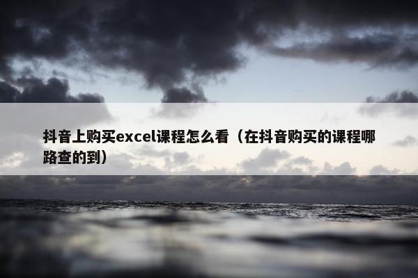 抖音上购买excel课程怎么看（在抖音购买的课程哪路查的到）