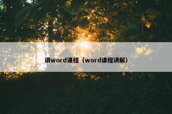 讲word课程（word课程讲解）