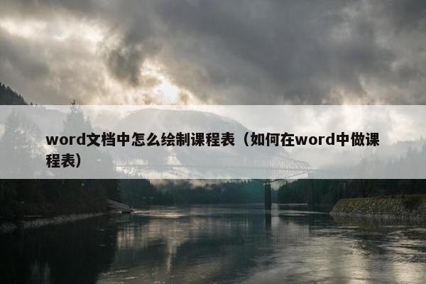 word文档中怎么绘制课程表（如何在word中做课程表）
