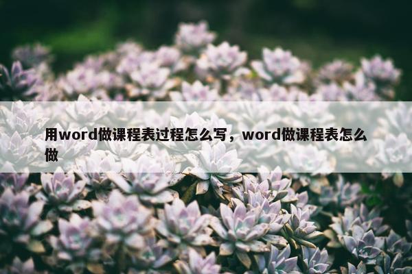 用word做课程表过程怎么写，word做课程表怎么做