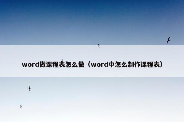 word做课程表怎么做（word中怎么制作课程表）