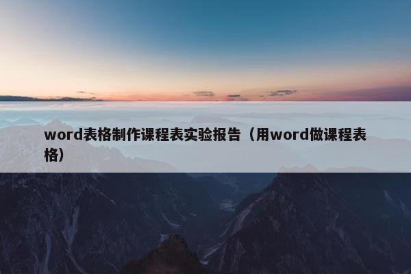 word表格制作课程表实验报告（用word做课程表格）