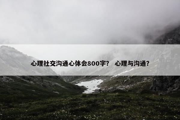 心理社交沟通心体会800字？ 心理与沟通？