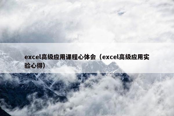 excel高级应用课程心体会（excel高级应用实验心得）
