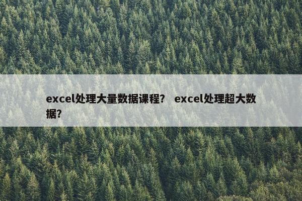 excel处理大量数据课程？ excel处理超大数据？