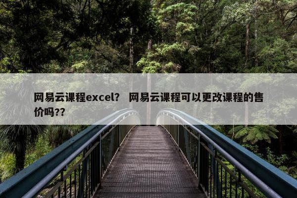 网易云课程excel？ 网易云课程可以更改课程的售价吗?？