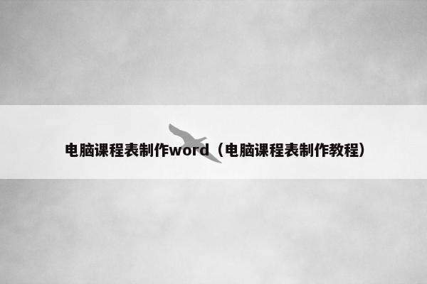 电脑课程表制作word（电脑课程表制作教程）