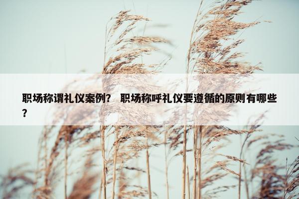 职场称谓礼仪案例？ 职场称呼礼仪要遵循的原则有哪些？
