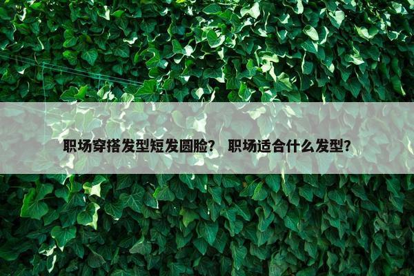 职场穿搭发型短发圆脸？ 职场适合什么发型？