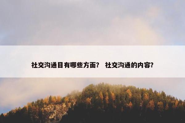 社交沟通目有哪些方面？ 社交沟通的内容？